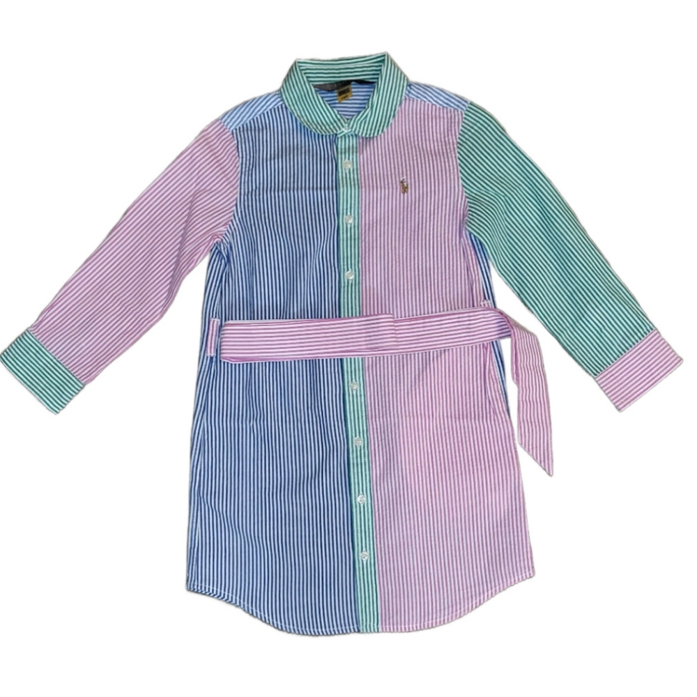 Polo Ralph Lauren Striped Multicolor Button-Up Shirt Dress